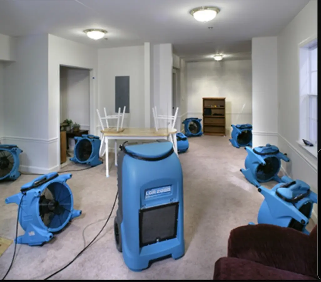 Air movers and dehumidifier setup for Water Extraction & Removal in Atmore